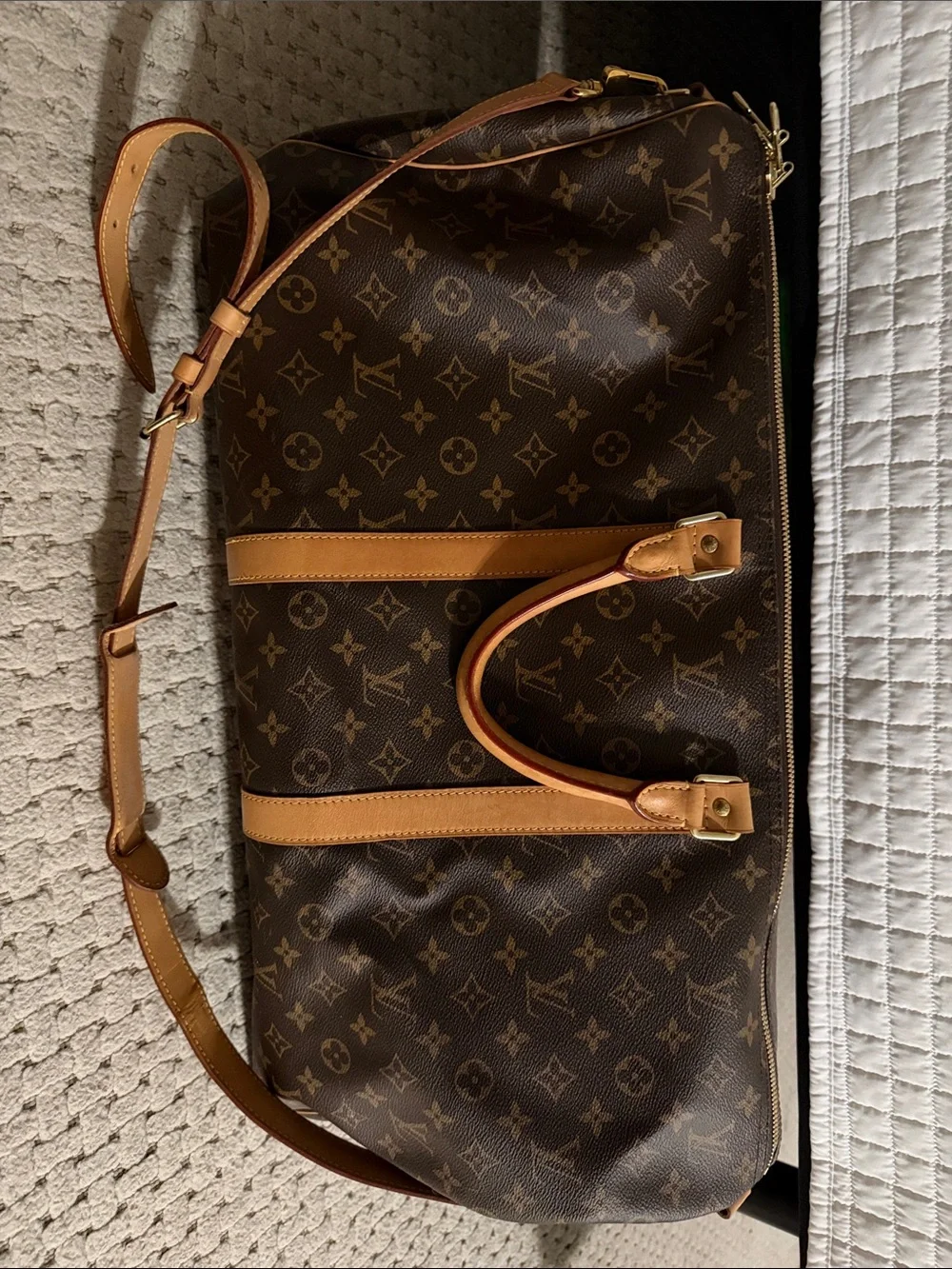Louis Vuitton Monogram Canvas Duffel with Tan Leather Trim